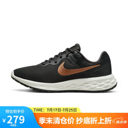 耐克NIKE跑步鞋女子透氣REVOLUTION 6低幫運動鞋DC3729-009黑金38