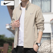 耐克（NIKE）外套男裝上衣 25夏季新款運動服梭織立領防風衣休閑透氣速干夾克 沙漠卡其/曬圖退10 XL （180/96A）
