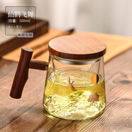 豪華泡茶杯茶水分離茶杯個(gè)人專(zhuān)用辦公室高檔玻璃水杯過(guò)濾茶道杯子 仙鶴飛舞觀山杯500ML透明