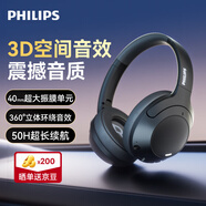 飛利浦（PHILIPS）頭戴式耳機無(wú)線(xiàn)藍牙AI通話(huà)降噪耳機騎行運動(dòng)超長(cháng)續航通話(huà)耳罩電競游戲聽(tīng)歌TAH2020黑色