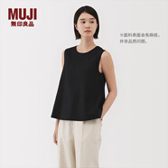 無(wú)印良品（MUJI） 女式 漢麻棉無(wú)袖罩衫 上衣女款背心坎肩 女裝夏季 BC2MRC5S 黑色 S （155/80A）