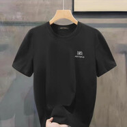 她及其他加拿大化骨魚男士夏季精工刺繡輕奢高端短袖6028 鉆石黑 XL 140-155斤
