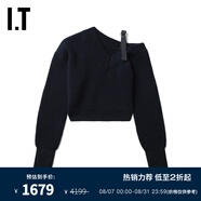 JACQUEMUS IT 女裝不對稱針織衫歐美設(shè)計感露肩短毛衣3KN345XL NYX/藏青色 36