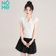 NOME短袖t恤女簡約小v領(lǐng)2025年夏季純色修身顯瘦女士T恤上衣 白色 M