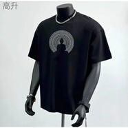 bcvcl男裝重磅短袖T恤男士2025夏季美式潮流寬松白色百搭衣服 DT1429-黑色 M
