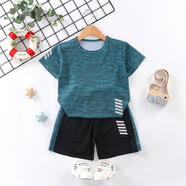 FMZXG男童短袖套裝跑步運(yùn)動(dòng)服休閑速干衣兒童夏季服裝T恤短褲兩件 B01 90