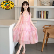 G.DUCKKIDS女童夏裝連衣裙2025新款韓版超洋氣兒童露背公主裙夏季小女孩裙子 粉色連衣裙 140