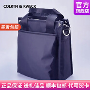 Colrtn Kwecr男士斜挎包2024新款休閑手提電腦包商務(wù)公文包大容量單肩包奢侈品 CK藍色大號32*27*11.5