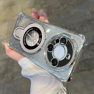 品怡適用華為mate70手機殼電鍍閃粉P80氣囊TPU磁吸支架Nova14防摔軟殼 銀色 榮耀X6A/X6B 通用