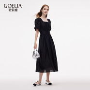 歌莉婭天絲連衣裙女大方得體穿搭2025新款法式裙子1E5R4K800 00B黑色 S