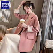 羅蒙2025新款秋季韓版粉色小西裝學(xué)生外套女雙排扣寬松休閑chic西服 粉色【版】 L 建議105-120