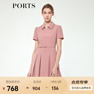 PORTS寶姿女裝甜美氣質(zhì)修身連衣裙女娃娃領(lǐng)A字裙粉色ALM8D029JWP072 PINK M (6)