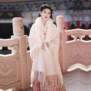 無標(biāo)優(yōu)品吊帶裙外搭罩衫高級(jí)感秋冬女士水貂絨針織開衫毛領(lǐng)禮服氣 白色 均碼 建議70斤到200斤