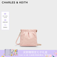 CHARLES&KEITH迷你菱格流浪包單肩斜挎雙肩包包女包生日七夕禮物CK2-60782390 粉紅色Pink S