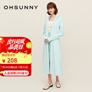 OhSunny防曬衣女長款女神透氣防曬服戶外運動風(fēng)衣外套薄 湖水藍(lán)-長款 XL