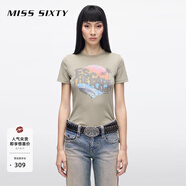 MISS SIXTY【安心品質(zhì)】2025春季新款短袖T恤女圓領(lǐng)印花時尚百搭 卡其 M