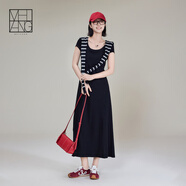 美洋（MEIYANG）膠囊瘦瘦裙 拉架彈力簡(jiǎn)約圓領(lǐng)正肩短袖連衣裙新品連衣裙 黑色 S