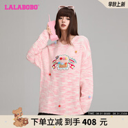 LALABOBO羊毛混紡漸變毛衣女蛋糕毛球寬松慵懶風秋冬新款上衣RBDC-TM26 粉色 常規(guī) M