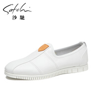 沙馳（SATCHI）男鞋2025新款輕便套腳耐磨彈力駕車鞋平底青年日常休閑皮鞋男 白色53922006Z 38