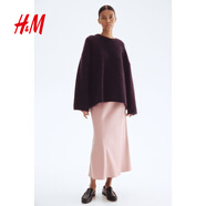H&M女士針織衫2025秋季新款簡(jiǎn)約氣質(zhì)大廓形馬海毛混紡套衫1242877 深紫色 XS 155/80