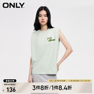 ONLYONLY夏季時(shí)尚簡約圓領(lǐng)刺繡寬松背心無袖T恤女|124101084 C60 海泡綠色 XS 155/76A