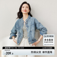 尚都比拉春秋款純棉牛仔外套短款高級(jí)感女裝氣質(zhì)休閑百搭上衣 牛仔藍(lán) L 