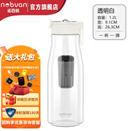 諾百紛4系魔力球磁彈泡茶杯tritan塑料便攜戶外健身防摔茶水分離杯  透明白 T3516 1200ml