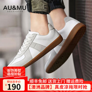 AU&MU德訓(xùn)鞋男士情侶小白鞋子輕便白色運(yùn)動(dòng)休閑鞋女士經(jīng)典學(xué)生大碼板鞋 DX001灰色-男女款 41