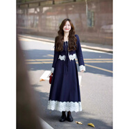 路小雅秋裝搭配一整套大碼胖mm韓系穿搭小香風(fēng)條紋西裝連衣裙減齡套裝女 兩件套裝 L