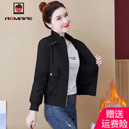 AEMAPE外套女2025春秋季新款小個(gè)子短外套女洋氣時(shí)尚休閑棒球服女 黑色 加絨 XL _110-120斤