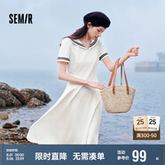 森馬連衣裙女海軍領(lǐng)學(xué)院風(fēng)氣質(zhì)夏白月光收腰長(zhǎng)裙溫柔109324114029
