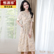 恒源祥溫柔風(fēng)碎花連衣裙子女2025夏季新款茶歇法式高級(jí)感顯瘦v領(lǐng)連身裙 花色 S