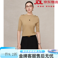 曼德詩(shī)（MARVALAS）綿羊羔毛套頭衫2024冬季新品設(shè)計(jì)感時(shí)尚圓領(lǐng)短袖針織衫女 駝色 L