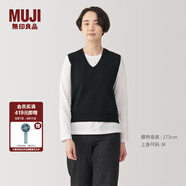 無印良品（MUJI） 女式水洗米蘭諾羅紋針織背心毛衣女裝上衣外搭 秋冬 黑色 M（160/84A）