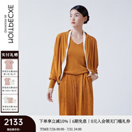 例外（EXCEPTION）女裝春秋款毛針織衫蝙蝠袖設計寬松長(cháng)袖開(kāi)衫外套女 艷橙 M