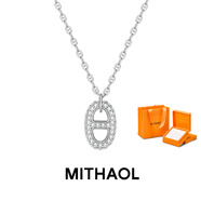 MITHAOL豬鼻子項(xiàng)鏈女 輕奢設(shè)計(jì)OT扣滿鉆吊墜鎖骨鏈生日情人節(jié)禮物送女友 白金色豬鼻子項(xiàng)鏈專柜禮盒裝 情人節(jié)紀(jì)念日生日禮物送女友