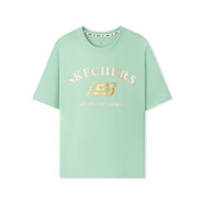 斯凱奇男女同款速干防曬寬松舒適針織短袖T恤衫L225U064 L225U122-04BJ微綠色 XS