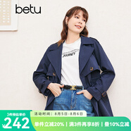 百圖betu女裝春季新款風(fēng)衣寬松百搭遮肉顯瘦風(fēng)衣外套女2402T64 藏青 L