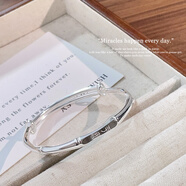 云妝蝶夢(mèng)足銀9999一刀切竹節平安手鐲推拉可調節送好友生日情人節節日禮物 竹節平安手鐲+玫瑰花禮盒 約24克