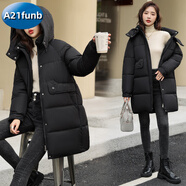 A 21 FUNB冬季棉服女2025新款韓版棉衣中長(cháng)款棉襖大碼寬松加厚秋冬外套 黑色 M 建議90-115斤