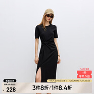 ONLY夏季時(shí)尚休閑長(zhǎng)款開叉收腰顯瘦連衣裙女|124261004 H1Z 黑色 S