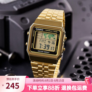卡西歐（CASIO）手表 小春同款 情侶經(jīng)典復(fù)古小方塊 時(shí)尚學(xué)生表小金表 A500WGA-1D 男款