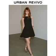 UR2025夏季新款女裝摩登氣質(zhì)通勤蝴蝶結無(wú)袖連衣裙UWG750097 正黑 L