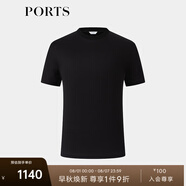 PORTS寶姿男裝2024春季新品全棉皮馬棉柔軟順滑簡約短袖T恤 黑色 L