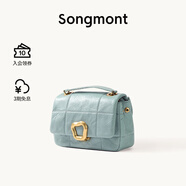 Songmont山下有松小號巧克力包新款牛皮斜挎鏈條軟手機包 冰青藍(現(xiàn)貨)