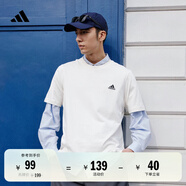adidas情侶休閑純棉上衣圓領(lǐng)短袖T恤男女夏季阿迪達(dá)斯官方輕運(yùn)動(dòng) 米白 M