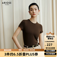 艾諾絲雅詩【商場同款】2025秋季新品修身百搭短袖顯瘦T恤上衣女40716159 紅棕色 L