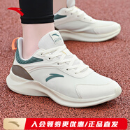 安踏（ANTA）跑步鞋男夏季休閑鞋舒適透氣綿綿彈軟底運(yùn)動(dòng)鞋 【皮面防水】淺米白/遠(yuǎn)足綠-3 42 (美碼8.5)