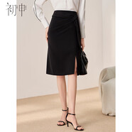 初申半身裙女高腰褶皺設計感開(kāi)叉氣質(zhì)職業(yè)通勤一步裙S136B2751