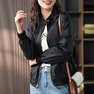AEMAPE氣質(zhì)休閑短外套女2025春秋新款小個(gè)子夾克外套時(shí)尚顯瘦百搭上衣 黑色 L 建議105-115斤